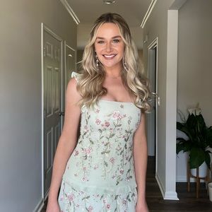 ASOS DESIGN cami embellished midi dress with embroidery in sage green